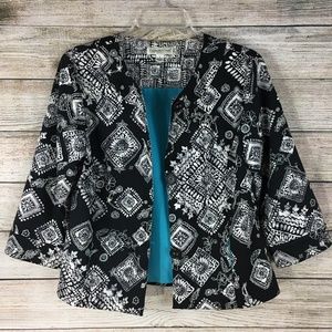 Coldwater Creek Blazer Lined Jacket Black White